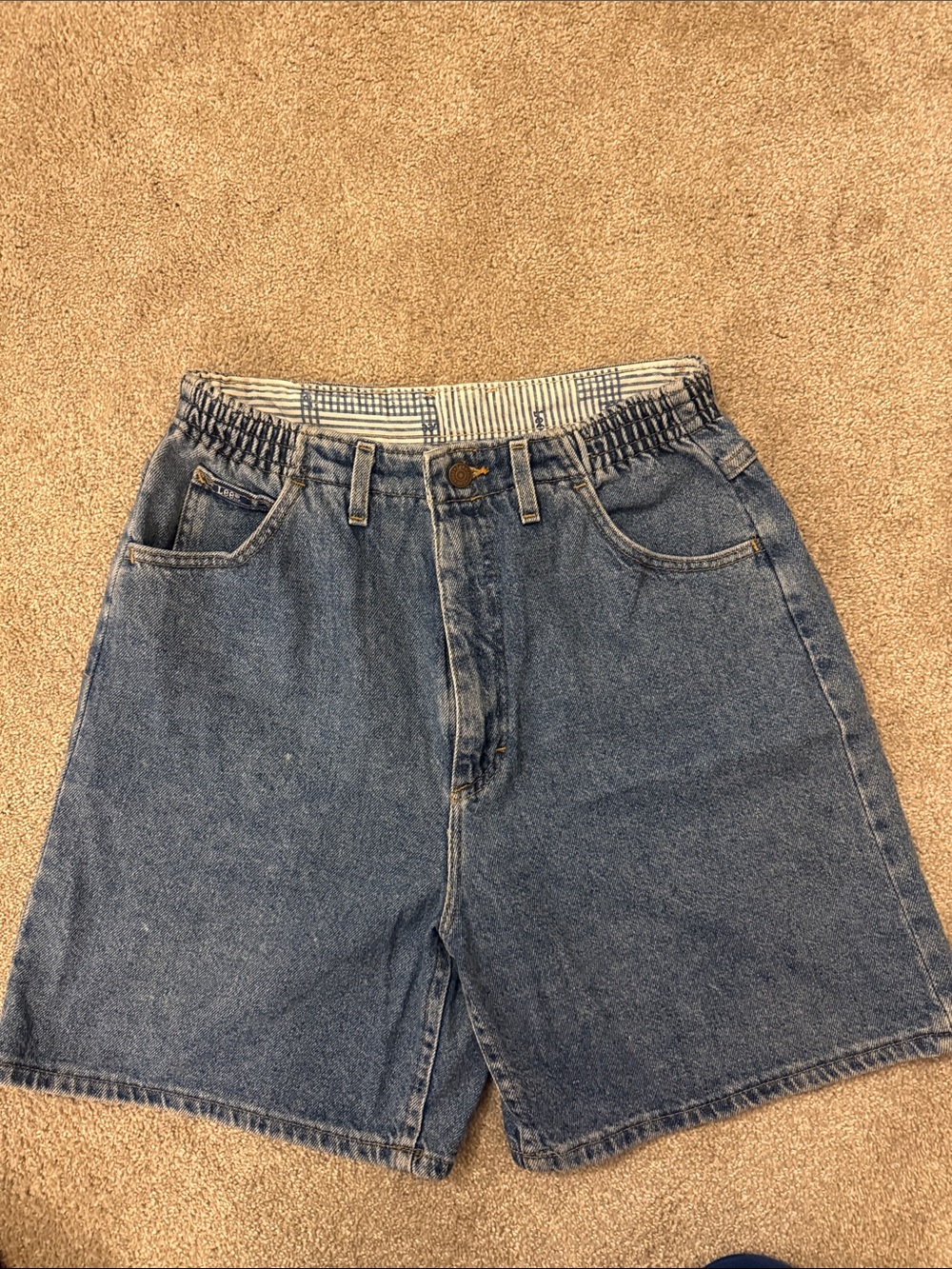 Lee Dark Blue High-Rise Denim Shorts